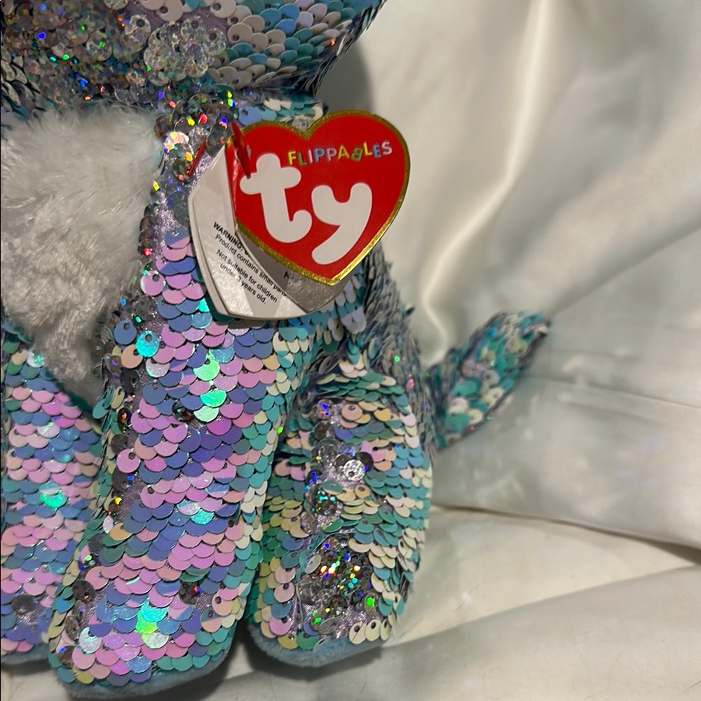 Ty Multicolor Sequin Stuffed Cat with pink eyes - Picture 5 of 13